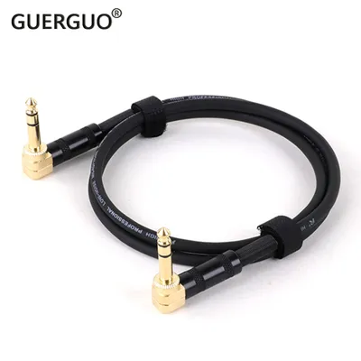 Gold Plate 6.35 Stereo Audio Balanced TRS 1/4 Angle to Angle Speaker Amplifier Cable for Guitar