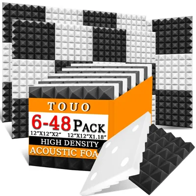 TOUO 6-48 Pcs Acoustic Foam Panels Studio Acoustic Sponge Home Sound Proof Foam Wall Acoustic Treatment KTV soundproof Foam