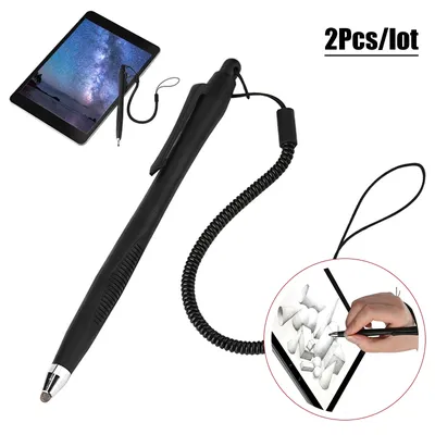 2Pcs Screen Touch Pen Screen Touch Painting Pen Resistive Stylus With Spring Rope For POS PDA