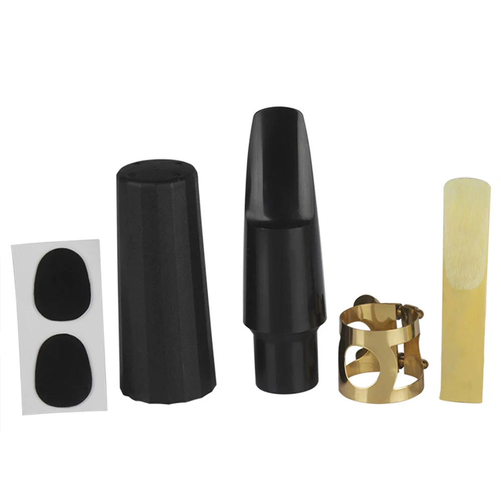 Alto Tenor Soprano Sax Saxophone Mouthpiece Plastic with Cap Metal Buckle Reed Dental Pad Woodwind Instrument Accessories