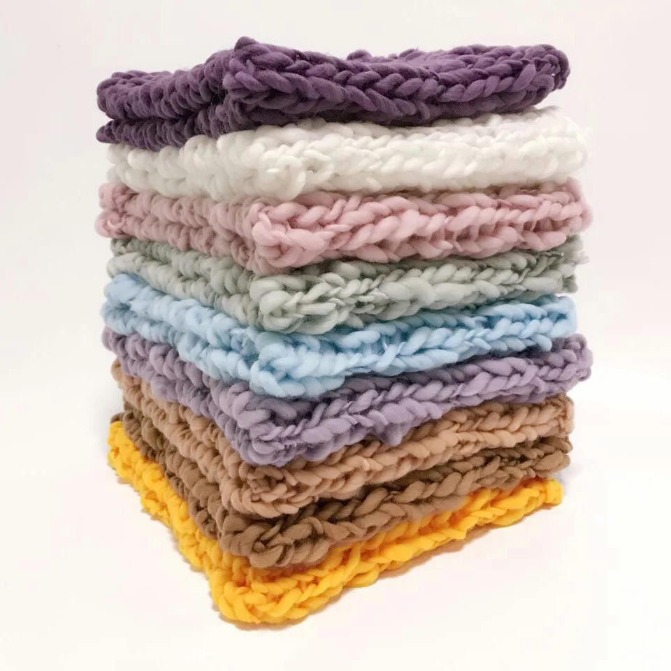 ️CYMMHCM Newborn Photography Accessories Crochet Blanket 50x50cm Woven Carpet Baby Photo Props Decorative Cushion