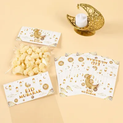 Eid Mubarak Gift Bags Plastic Bag Cookie Candy Ramadan Kareem Decoration 2025 Islamic Muslim Party