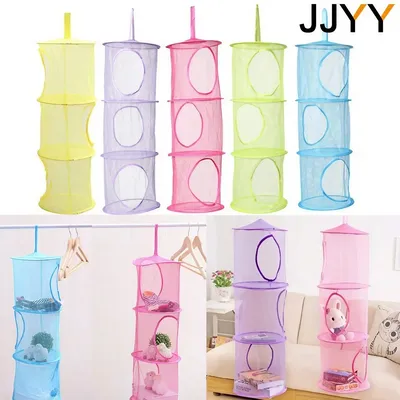 JJYY Net Hanging Multi-layer Storage Hanging Cage Cylindrical Storage Hanging Bag Wall Door Closet