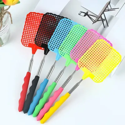 1pc- retractable fly swatter plastic swatter lengthened iron thickened manual household mosquito killing artifact