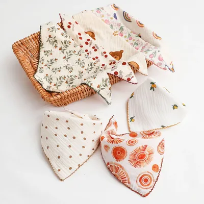 Baby Cotton Bibs Triangle Soft Lace Burp Cloth Saliva Towel Apron Bandana Scarf for Boys Girls