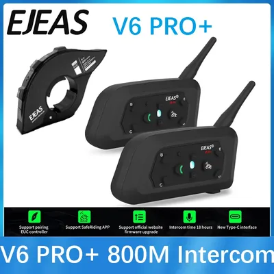 EJEAS V6 PRO +/PLUS Motorcycle Helmet Bluetooth Intercom Headset with 800M BT Interphone