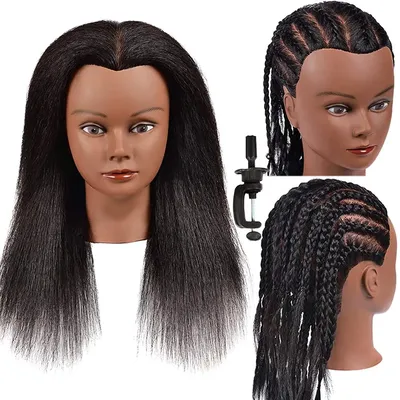 Headdoll Mannequin Head 100% Real Hair for Cosmetology Manikin 14 Inch Doll Head Hairdresser