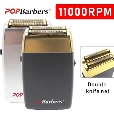 11000 RPM POP Barbers P620 Professional Electric Men's Beard Trimmer Double Foil Shaver Electric