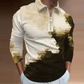 Homme POLO Polo zippé Tee Shirt Golf Abstrait Imprimés Photos Géométrie Col rabattu Noir bleu marine Bleu Poudré Marron Gris foncé Extérieur Plein Air manche longue Zippé Imprimer Vêtement Tenue Mode