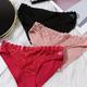 3pcs Lace Stitching Bikini Panties, Comfy & Breathable Ribbed Intimates Panties, Women's Lingerie & Underwear