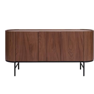 Design-Sideboard dunkles Walnussfurnier und schwarzes Metall 3 Türen B160 cm skye Image