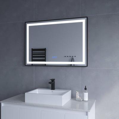 Aquabatos - Badspiegel mit led Beleuchtung Schwarz Rahmen 100x70cm sautens Typ c Touch Sensor