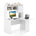 Costway L-Shaped Desk Corner Computer Desk with Open Storage Hutch and Cabinet-White