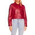 Faux Leather Crop Cargo Jacket