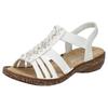 Sandale RIEKER, Damen, Gr. 38, weiß (sanftes weiß), Lederimitat, klassisch, Schuhe, Sommerschuh, Sandalette, Keilabsatz, mit Gummizüge