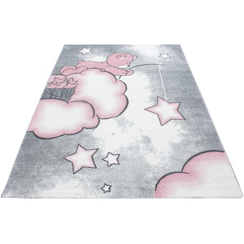 Kinderteppich AYYILDIZ TEPPICHE ""Kids 580"" Teppiche Gr. B: 200cm, 12mm, L: 290cm, pink Kinder Teddybär, Sterne Design, Kurzflor