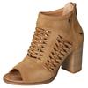 Sandalette MUSTANG SHOES, Damen, Gr. 41, braun (hellbraun), Lederimitat, feminin, Schuhe Ankleboots Peeptoe Sommerboots Stiefelette, Sommerschuh, Sandale, mit praktischem Fersenreißverschluss, Topseller