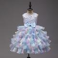 Bambino Da ragazza Vestito da festa Arcobaleno Fiore decorativo Senza maniche Occasioni speciali Da principessa Poliestere Vestito da festa Estate Primavera 3-12 anni Multicolore Rosa Azzurro