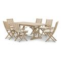 Ensemble table ext 150/210x90 + 6 fauteuils avec coussins