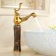 Traditional Bathroom Faucet Pull Out Basin Sink Mixer Taps Short/Tall, Vintage Brass Vessel Taps Ceramic Single Handle, with Cold and Hot Hose