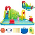 Castello Gonfiabile per Bambini, con 2 Scivoli, Piscina Multifunzione, 7 Picchetti,Palla