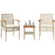 Set da Bistrò 3 pz con Cuscini Beige Polyrattan e Legno Acacia