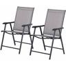 Set 2 Sedie da Giardino 58x64x94 cm in Textilene Sanders Grigio e Nero