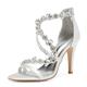 Damen Hochzeit Schuhe Bling-Bling-Schuhe Funkelnde Schuhe Brautschuhe Kristall Stöckelschuh Offene Spitze luxuriös Satin Reißverschluss Silber Schwarz Weiß