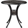 Table de Jardin Ronde Design Vintage en Aluminium avec Trou pour Parasol Patins Réglables Table de