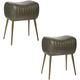 Toilinux - 2 Tabourets design industriel cuir Kavali - 40 x 30 x 51 - Vert