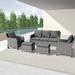 Red Barrel Studio® Outdoor 5 Piece Furniture Conversation PE Wicker Grey Rattan Curved Armrests w/ Cushions | Wayfair