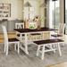 Latitude Run® Topmax 6-piece Farmhouse Dining Set: Walnut+white Wood Table, Long Bench & 4 Chairs For Kitchen | Wayfair