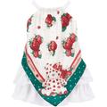 Monnalisa Girls Strawberry Print Shoulder Strap Dress - 5 Years