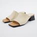 Zara Shoes | Nwt Zara Block Heel Leather Sandals | Color: Black/White | Size: 36