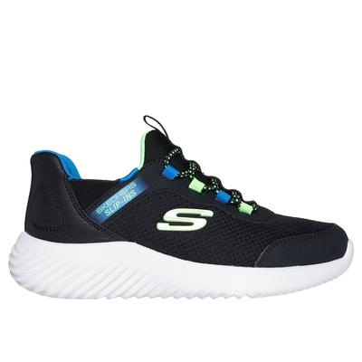 Skechers Boy's Slip-ins: Bounder - Brisk-Burst Sneaker | Size 2.5 | Black/Lime | Synthetic/Textile | Machine Washable