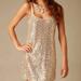 Free People Dresses | Free People Intimately Champagne Gold Sequin Sheer Slip Dress Size Large | Color: Cream/Gold | Size: L