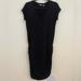 Athleta Dresses | Athleta Topanga Black Tshirt Ruched Dress V-Neck Short Sleeve, Size M | Color: Black | Size: M