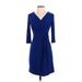 Adrianna Papell Cocktail Dress - Wrap: Blue Solid Dresses - Women's Size 2 Petite