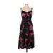 Ann Taylor LOFT Casual Dress - Midi: Black Floral Motif Dresses - Women's Size 4