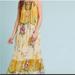 Anthropologie Dresses | One September Anthropologie Paradiso Gold Koi Embroidery Ruffle Maxi Dress | Color: Cream/Yellow | Size: S