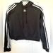 Adidas Tops | Adidas Black Cropped Hoodie Size Xs Guc | Color: Black/White | Size: Xs