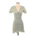 Zara Casual Dress - Mini: Green Floral Motif Dresses - Women's Size Small