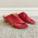 Anthropologie Shoes | Anthropologie Criss Cross Heeled Sandals Red Leather Suede Size 40 Us 9.5 | Color: Red | Size: 9.5