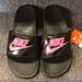 Nike Shoes | Nike Women's Benassi Jdi Sandals- Black/Pink- Nen With Box Fast Shipping! | Color: Black/Pink | Size: Various