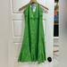 J. Crew Dresses | J. Crew Women's 0 Green 100% Linen V-Neck Halter Midi Tiered Flare Dress | Color: Green | Size: 0