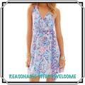 Lilly Pulitzer Dresses | Lilly Pulitzer Wrap Dress Size Xxs Bellini Dress Beach Print Resortwear | Color: Blue/Pink | Size: Xxs
