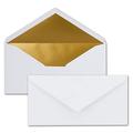 100 DIN Envelopes White with Metallic Gold Lining - Very Stable - 120 g/m2-110 mm x 220 mm/from The Colourful Neuser. 100 White/Gold Envelopes