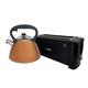 Voche Metallic Copper 3 Litre Stainless Steel Whistling Kettle and 4 Slice 1300w Toaster Set