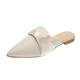 CCAFRET Waterproof sandals for women Mules Shoes Women Slippers Closed Pointed Toe Pu Leather Flat Heel Shoes Bow Knot Sandals (Color : Beige, Size : 9)