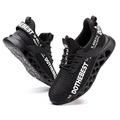 Furuian Steel Toe Sneakers for Men Women Lightweight Safety Shoes Comfortable Puncture Proof Slip On Indestructible Work Shoes, Black, 5 Women/3.5 Men